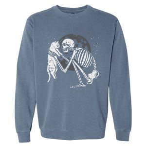 Skeleton Cat Skull Kitty Cute Goth Halloween Garment-Dyed Sweatshirt