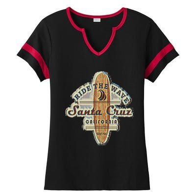 Santa Cruz Surfer Surfboard Vintage Ladies Halftime Notch Neck Tee