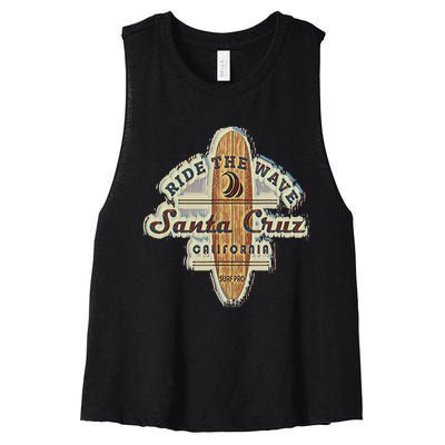 Santa Cruz Surfer Surfboard Vintage Women's Racerback Cropped Tank