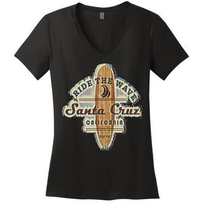 Santa Cruz Surfer Surfboard Vintage Women's V-Neck T-Shirt