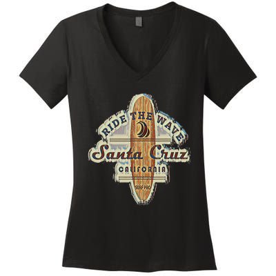 Santa Cruz Surfer Surfboard Vintage Women's V-Neck T-Shirt