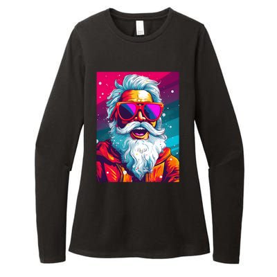 Santa Claus Sunglasses Pop Art Santa Claus Christmas Meaningful Gift Womens CVC Long Sleeve Shirt