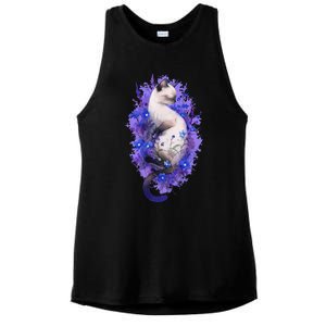 Siamese Cat Sleeping In Lavender Ladies PosiCharge Tri-Blend Wicking Tank