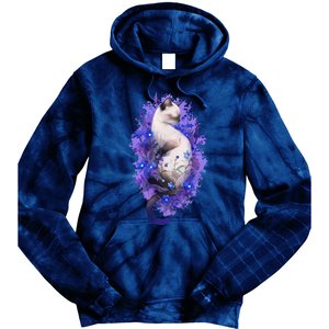 Siamese Cat Sleeping In Lavender Tie Dye Hoodie