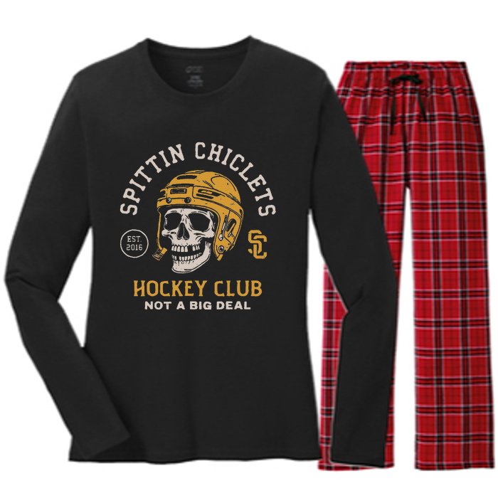 Spittin Chiclets Skull Helmet Women's Long Sleeve Flannel Pajama Set 