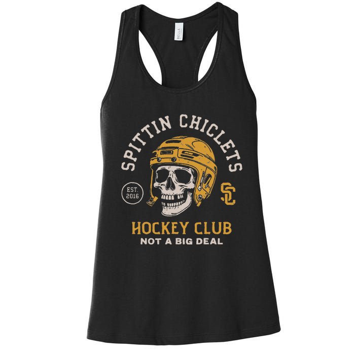 Spittin Chiclets Skull Helmet Women's Racerback Tank