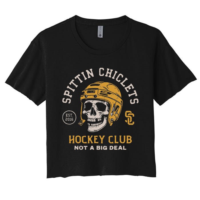 Spittin Chiclets Skull Helmet Women's Crop Top Tee