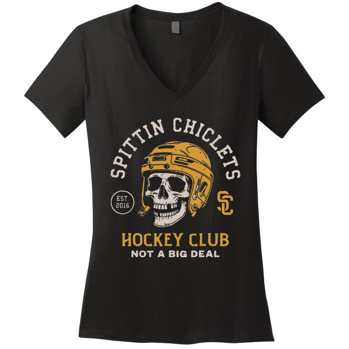 Spittin Chiclets Skull Helmet Women's V-Neck T-Shirt