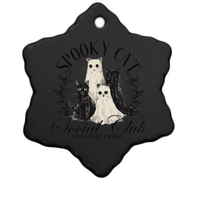 Spooky Cat Social Club Ghost Cat Halloween Gothic Black Cat Ceramic Star Ornament