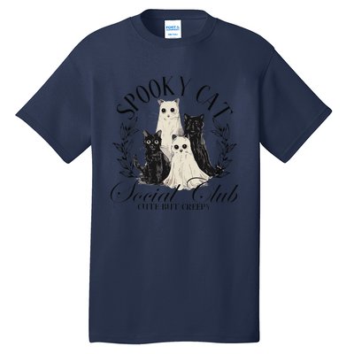 Spooky Cat Social Club Ghost Cat Halloween Gothic Black Cat Tall T-Shirt