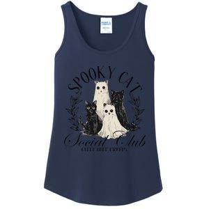 Spooky Cat Social Club Ghost Cat Halloween Gothic Black Cat Ladies Essential Tank