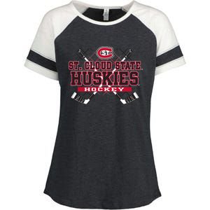 St Cloud State Huskies Hockey Sticks Black Funny Gift Enza Ladies Jersey Colorblock Tee