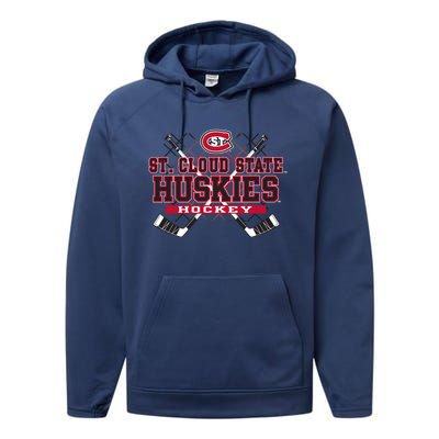 St Cloud State Huskies Hockey Sticks Black Funny Gift Performance Fleece Hoodie