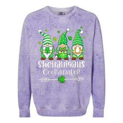 Shenanigans Coordinator St Patricks Day Gnomes Green Proud Colorblast Crewneck Sweatshirt