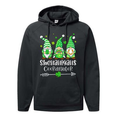 Shenanigans Coordinator St Patricks Day Gnomes Green Proud Performance Fleece Hoodie