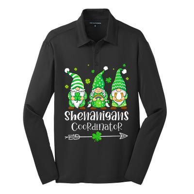 Shenanigans Coordinator St Patricks Day Gnomes Green Proud Silk Touch Performance Long Sleeve Polo