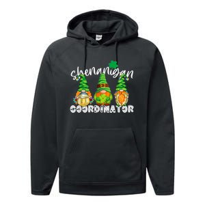 Shenanigans Coordinator St Patricks Day Green Gnomes Lovers Performance Fleece Hoodie