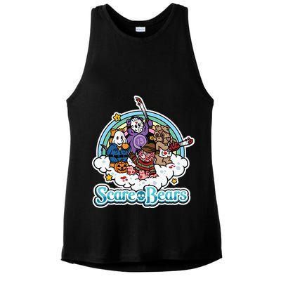 Scary Care Scare Bears Funny Halloween Horror Faces Custom Ladies PosiCharge Tri-Blend Wicking Tank