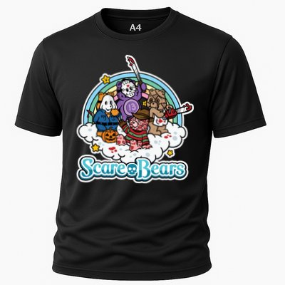 Scary Care Scare Bears Funny Halloween Horror Faces Custom Cooling Performance Crew T-Shirt