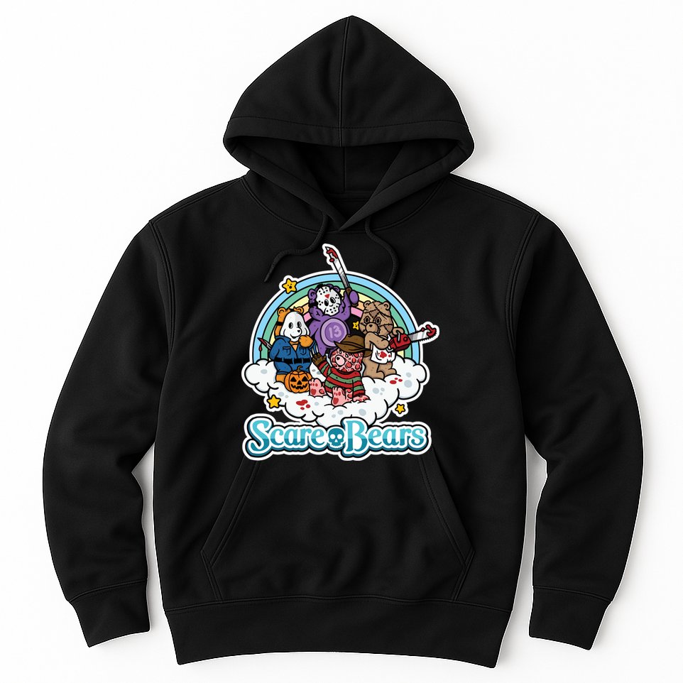 Scary Care Scare Bears Funny Halloween Horror Faces Custom Hoodie