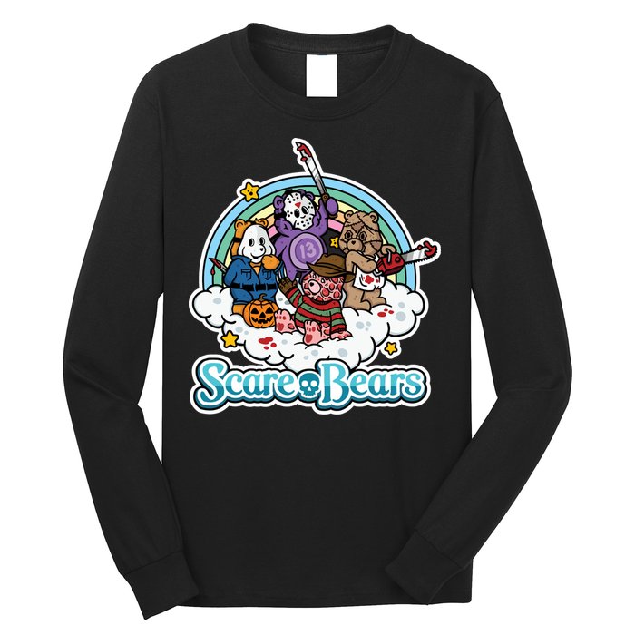 Scary Care Scare Bears Funny Halloween Horror Faces Custom Long Sleeve Shirt