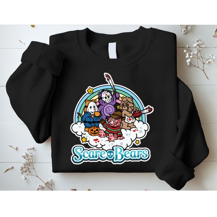 Scary Care Scare Bears Funny Halloween Horror Faces Custom Sweatshirt