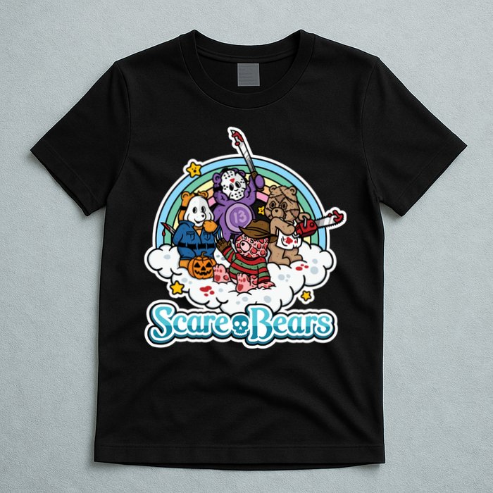 Scary Care Scare Bears Funny Halloween Horror Faces Custom T-Shirt