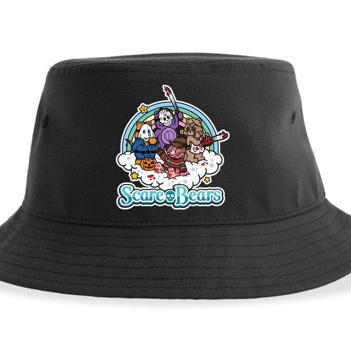 Scary Care Scare Bears Funny Halloween Horror Faces Custom Sustainable Bucket Hat