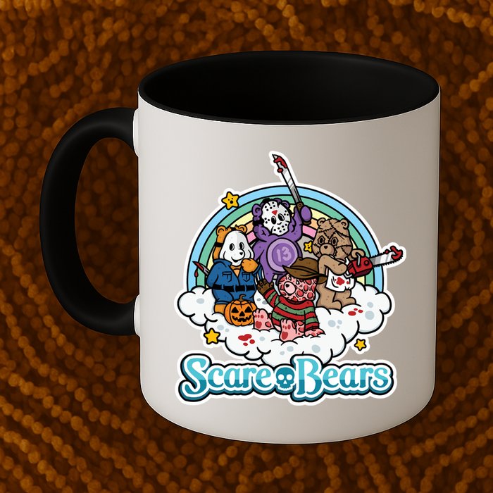 Scary Care Scare Bears Funny Halloween Horror Faces Custom Mug