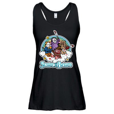 Scary Care Scare Bears Funny Halloween Horror Faces Custom Ladies Essential Flowy Tank