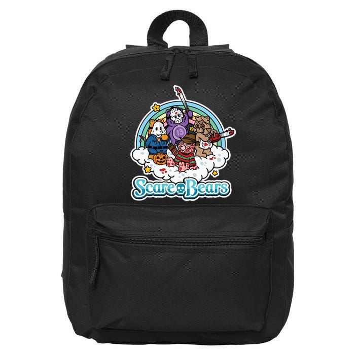 Scary Care Scare Bears Funny Halloween Horror Faces Custom 16 in Basic Backpack