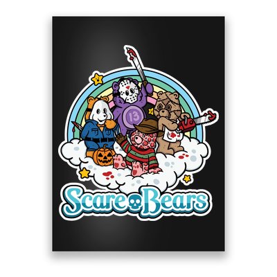 Scary Care Scare Bears Funny Halloween Horror Faces Custom Poster