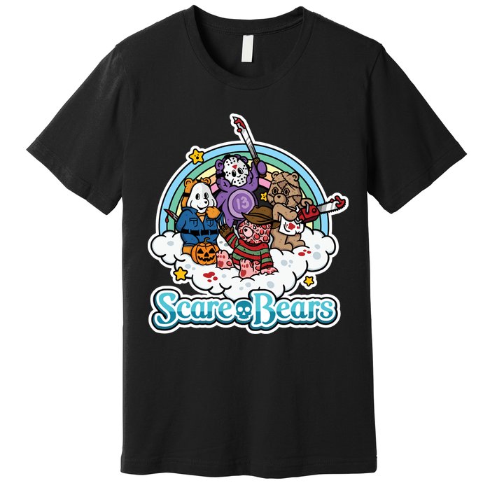 Scary Care Scare Bears Funny Halloween Horror Faces Custom Premium T-Shirt