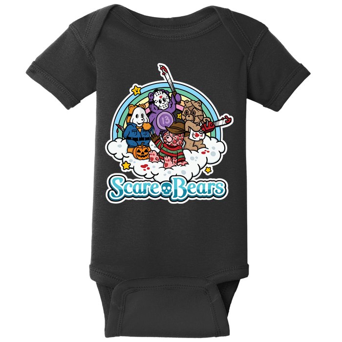 Scary Care Scare Bears Funny Halloween Horror Faces Custom Baby Bodysuit