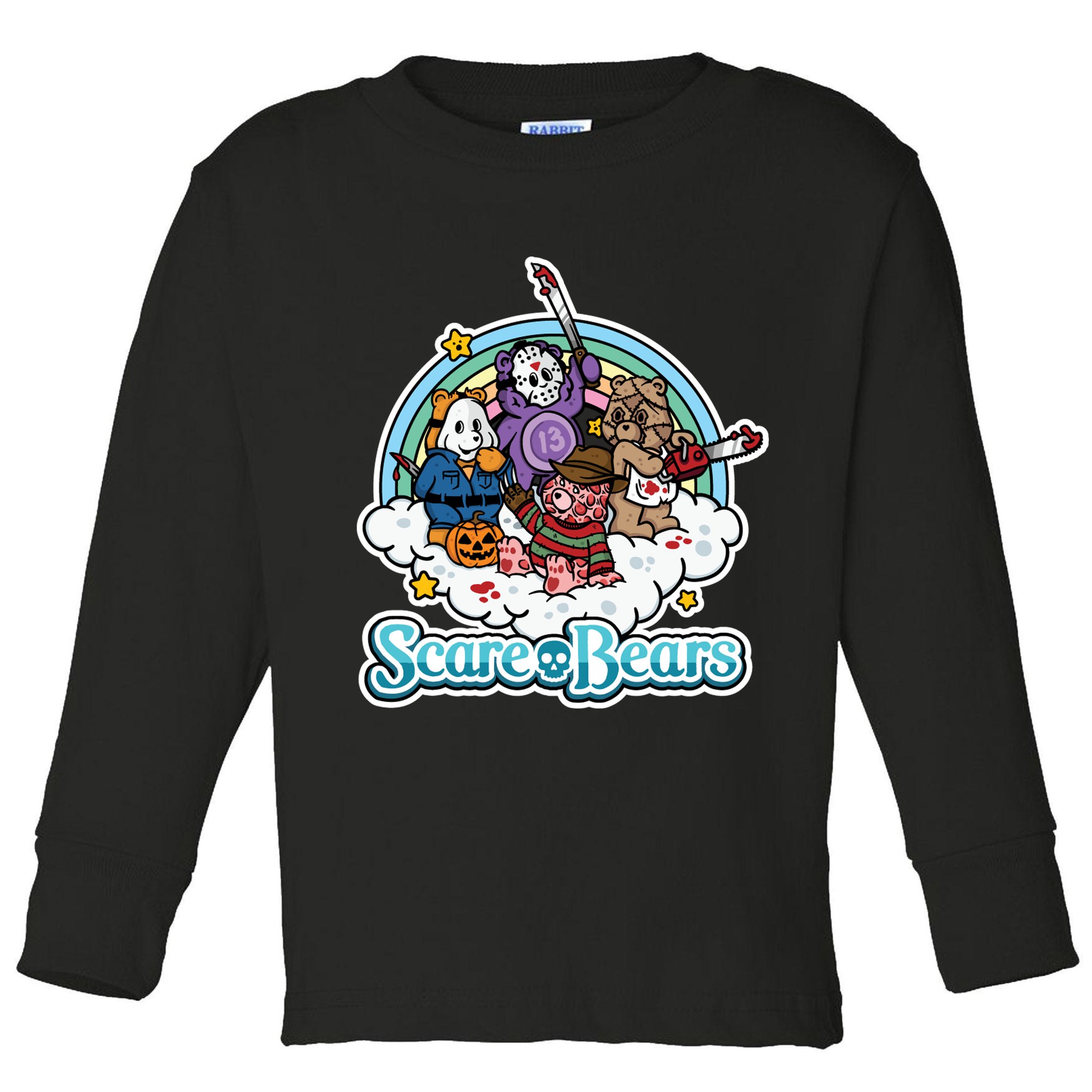 Scary Care Scare Bears Funny Halloween Horror Faces Custom Toddler Long Sleeve Shirt