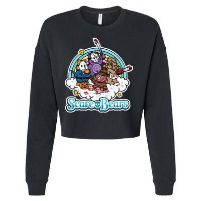 Scary Care Scare Bears Funny Halloween Horror Faces Custom Cropped Pullover Crew