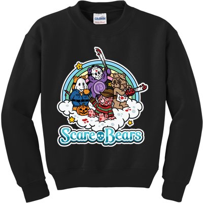 Scary Care Scare Bears Funny Halloween Horror Faces Custom Kids Sweatshirt