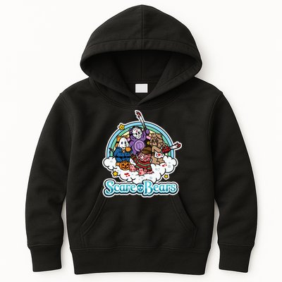 Scary Care Scare Bears Funny Halloween Horror Faces Custom Kids Hoodie