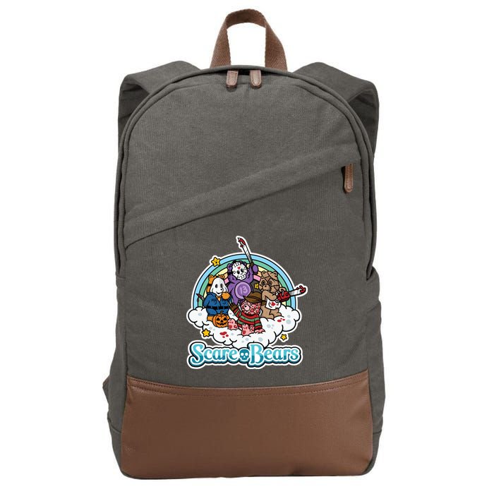 Scary Care Scare Bears Funny Halloween Horror Faces Custom Cotton Canvas Backpack