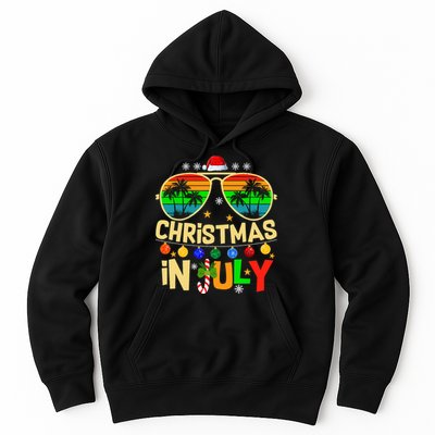 Santa Claus Sunglasses Beach Christmas In July Hoodie