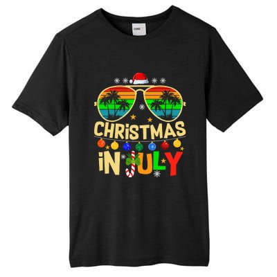 Santa Claus Sunglasses Beach Christmas In July Tall Fusion ChromaSoft Performance T-Shirt