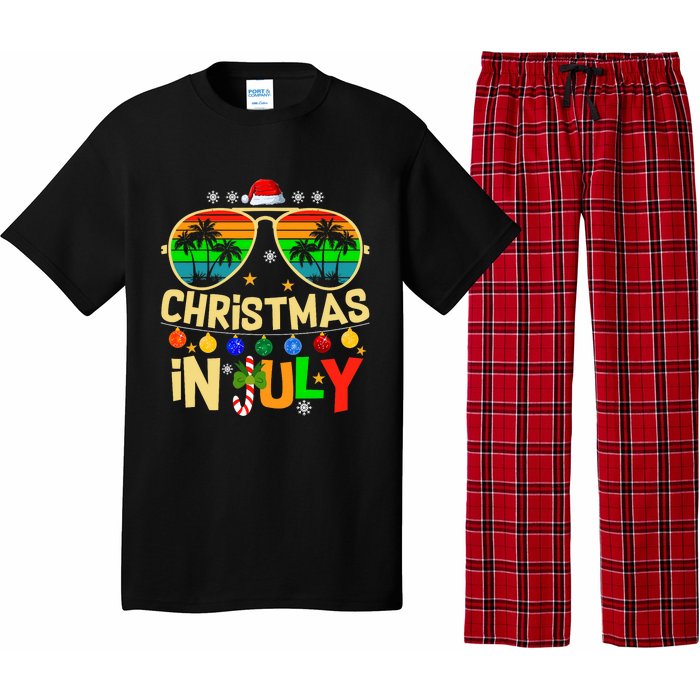 Santa Claus Sunglasses Beach Christmas In July Pajama Set