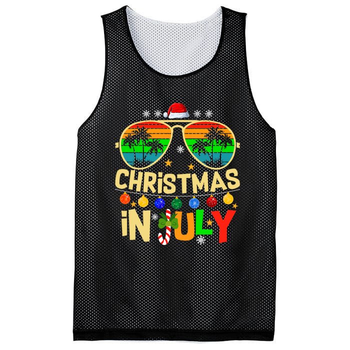 Santa Claus Sunglasses Beach Christmas In July Mesh Reversible Basketball Jersey Tank