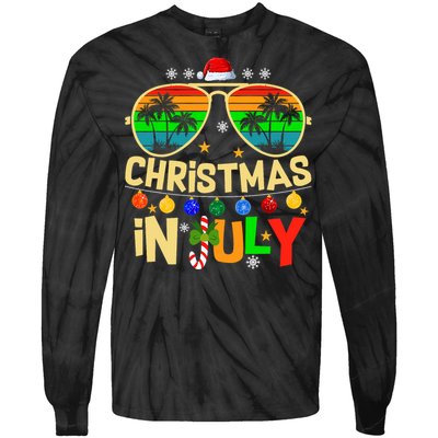 Santa Claus Sunglasses Beach Christmas In July Tie-Dye Long Sleeve Shirt