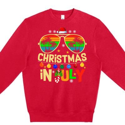 Santa Claus Sunglasses Beach Christmas In July Premium Crewneck Sweatshirt