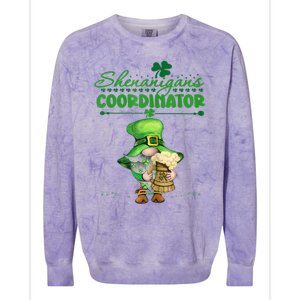 Shenanigans Coordinator St Patricks Day Green Gnomes Lovers Colorblast Crewneck Sweatshirt