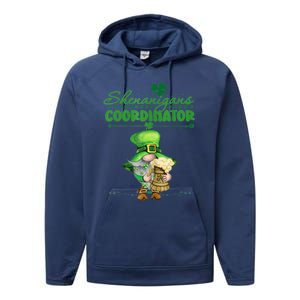 Shenanigans Coordinator St Patricks Day Green Gnomes Lovers Performance Fleece Hoodie