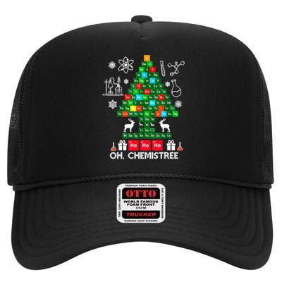 Science Christmas Shirt Oh Chemist Tree Chemistree High Crown Mesh Back Trucker Hat