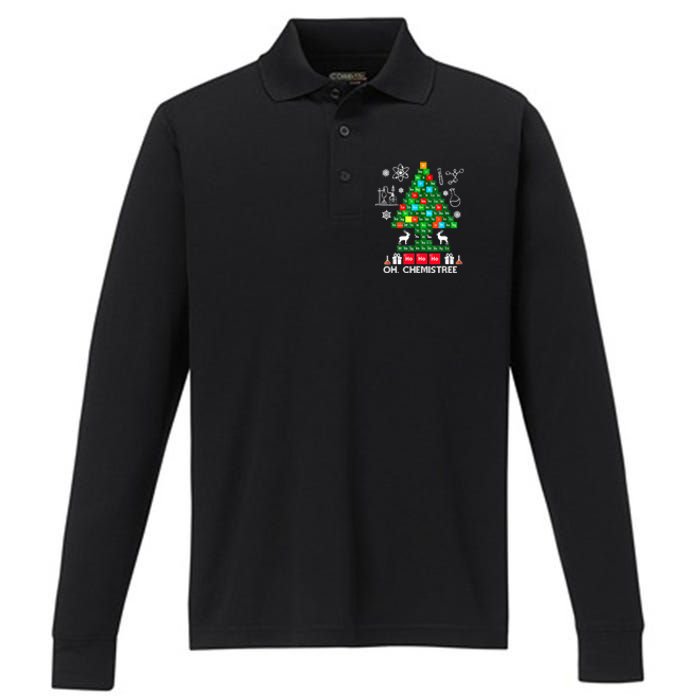 Science Christmas Shirt Oh Chemist Tree Chemistree Performance Long Sleeve Polo