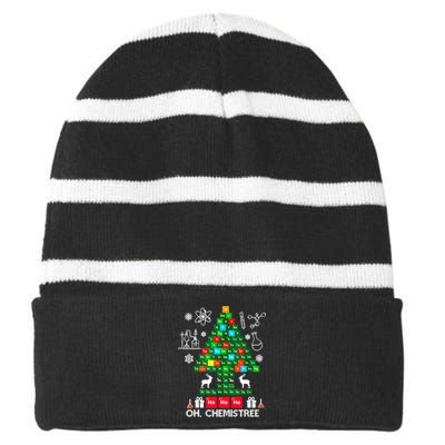 Science Christmas Shirt Oh Chemist Tree Chemistree Striped Beanie with Solid Band